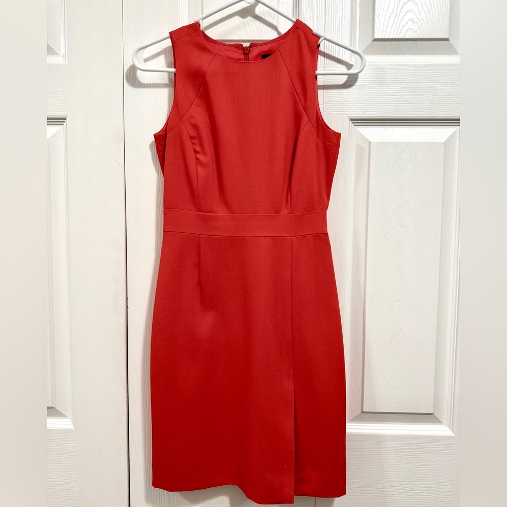 J Crew Orange Red Suiting Wool Sheath Dress